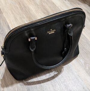 kate spade Black Leather Satchel with Gold Hardware